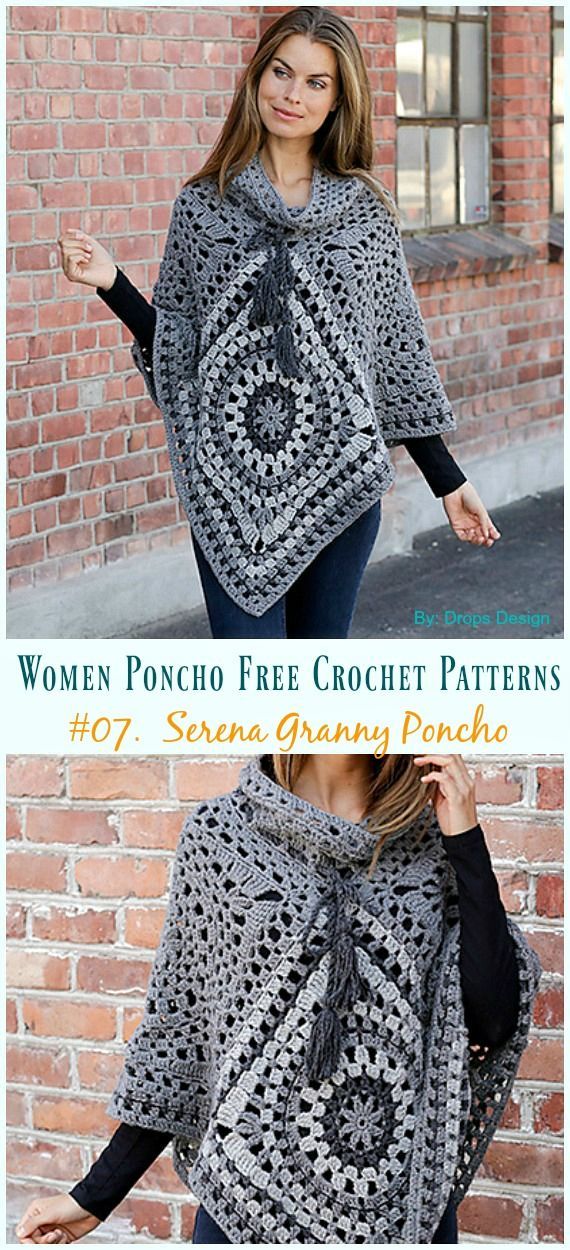 Women Poncho Free Crochet Patterns - Crochet and Knitting Patterns