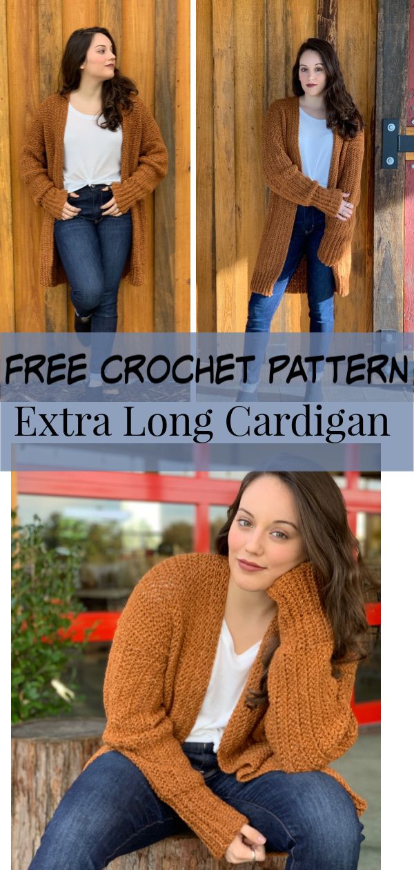 crochet cardigan free pattern. Stay warm and comfy cozy in this extra long overs...