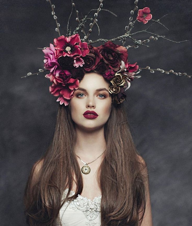 dramatic floral crown