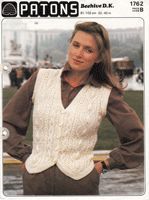 modern ladies aran waistcoat knitting pattern from 1990s in double knitting with…