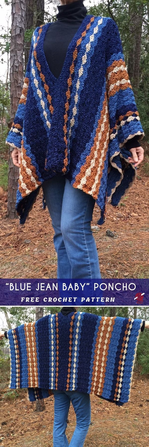 “BLUE JEAN BABY” Crochet Poncho [FREE]