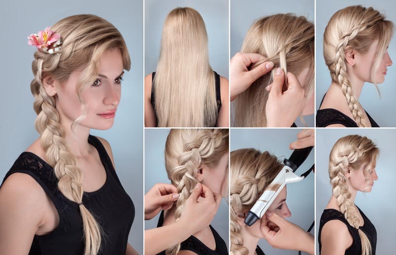 Braid hairstyle for long dresses