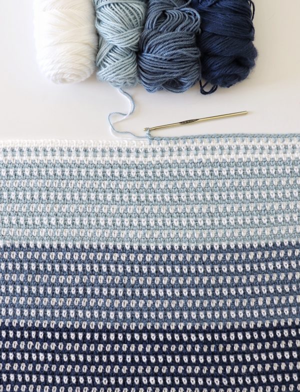 Crochet Country Blues baby blanket in progress