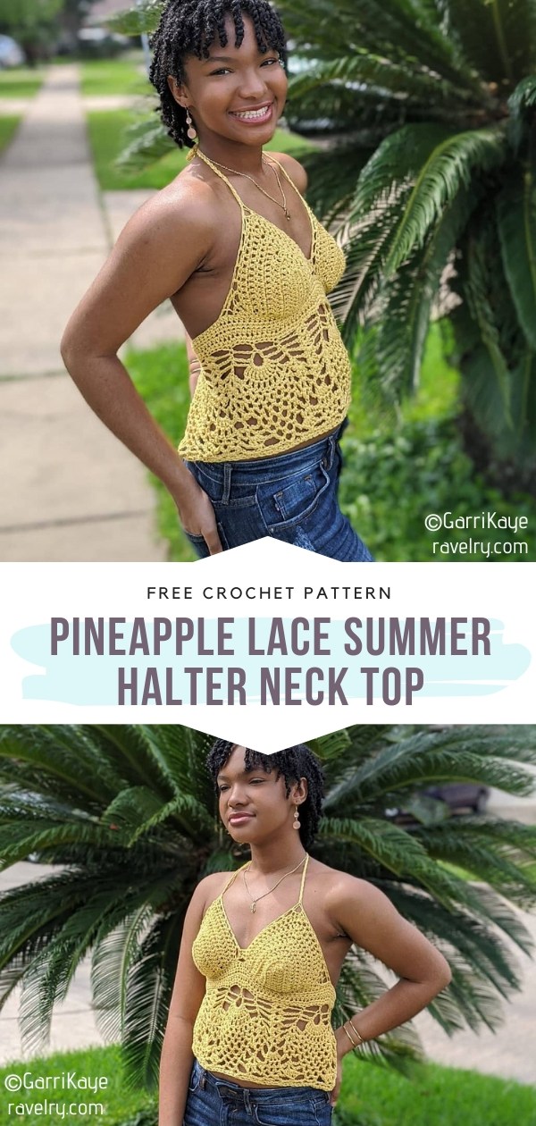 Yellow Lace Pineapple Crochet Top