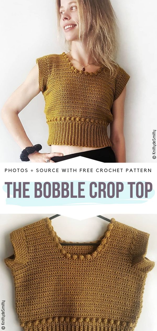 Crop top with bobble stitch