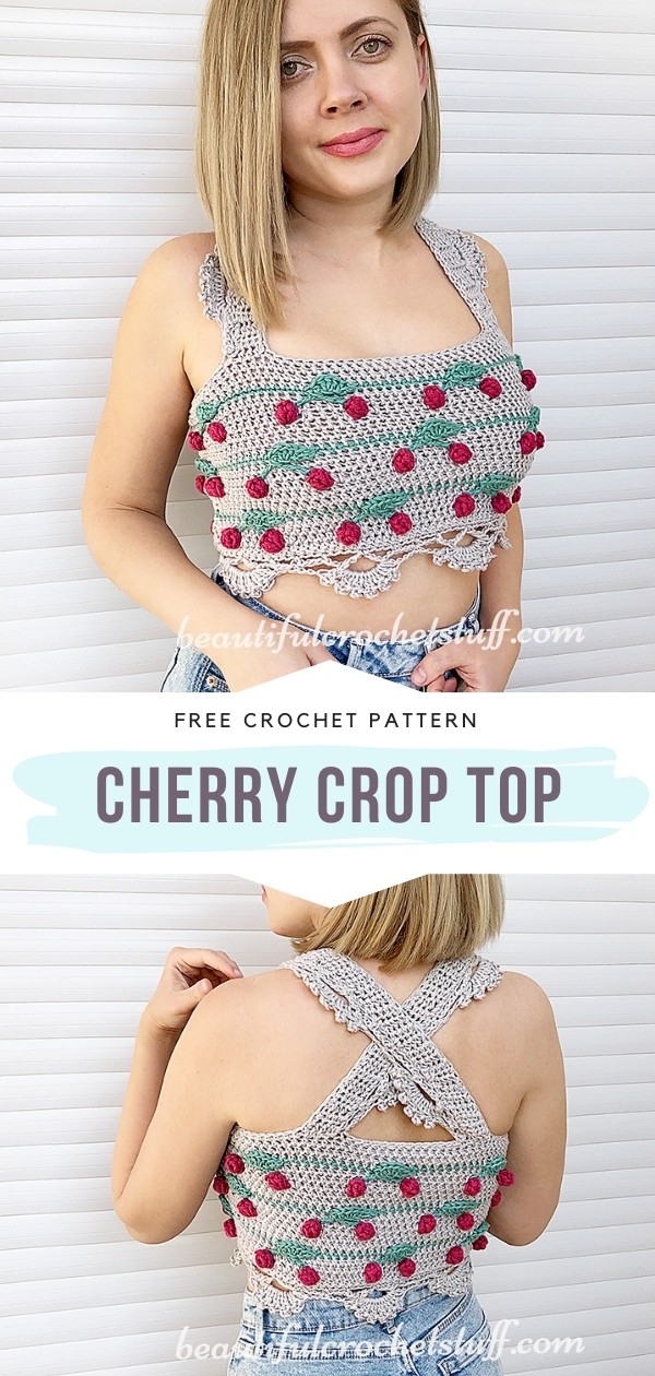 Crop top embroidered with cherries