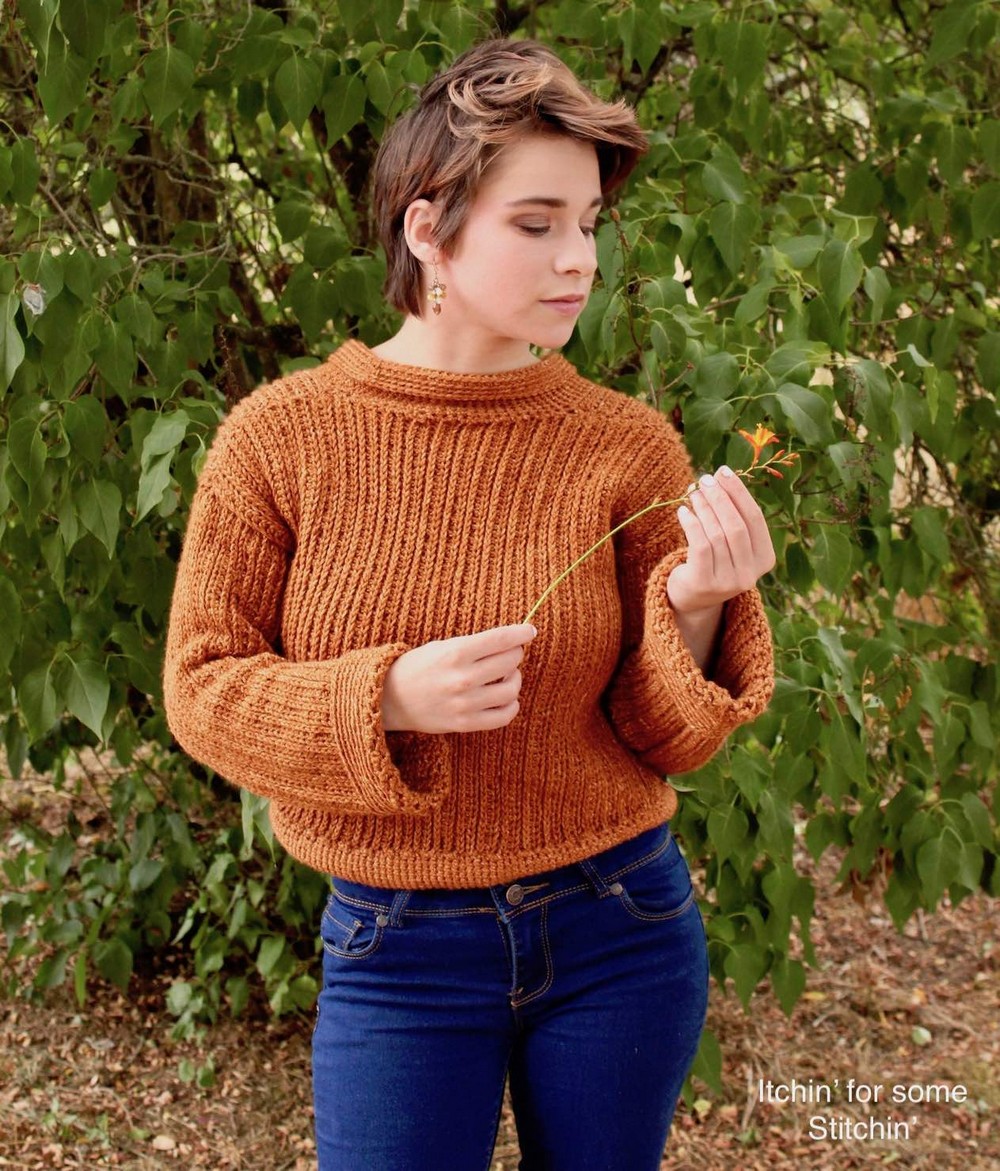 Cinnamon Spice Ribbed Crochet Sweater Pattern