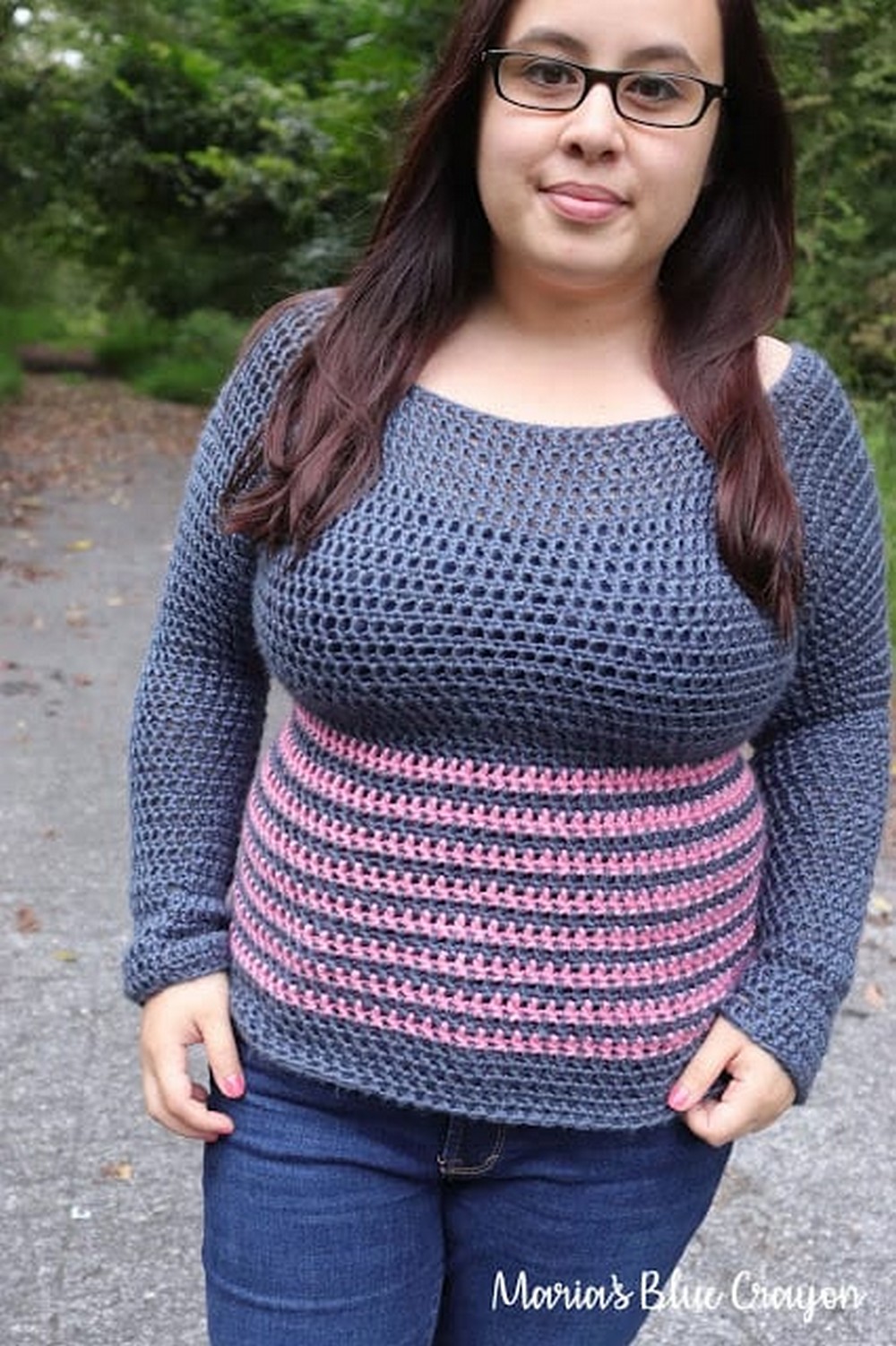 Striped crochet raglan style sweater pattern