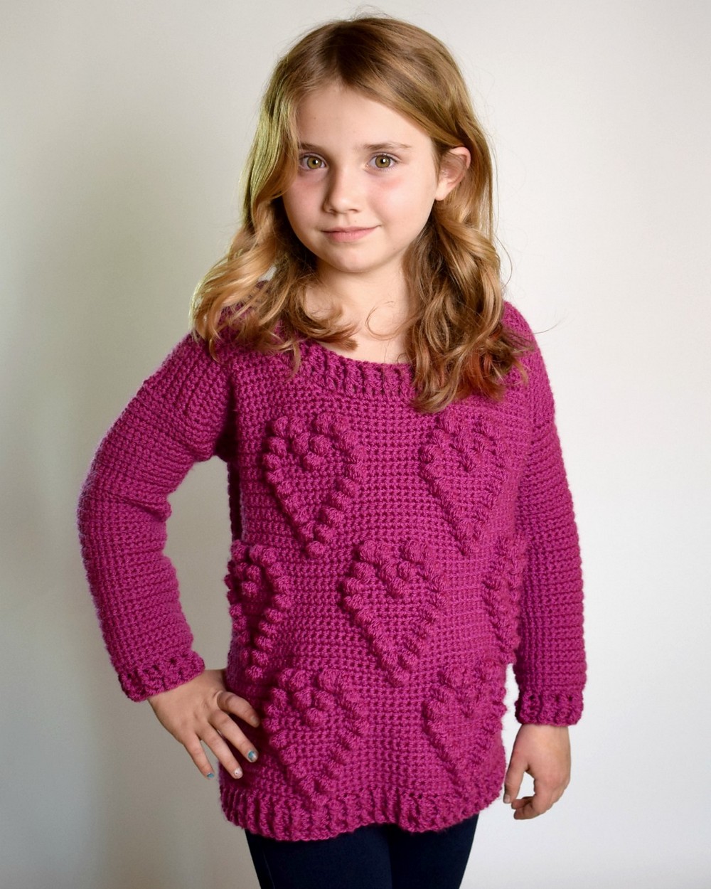 Free heart shaped crochet sweater pattern