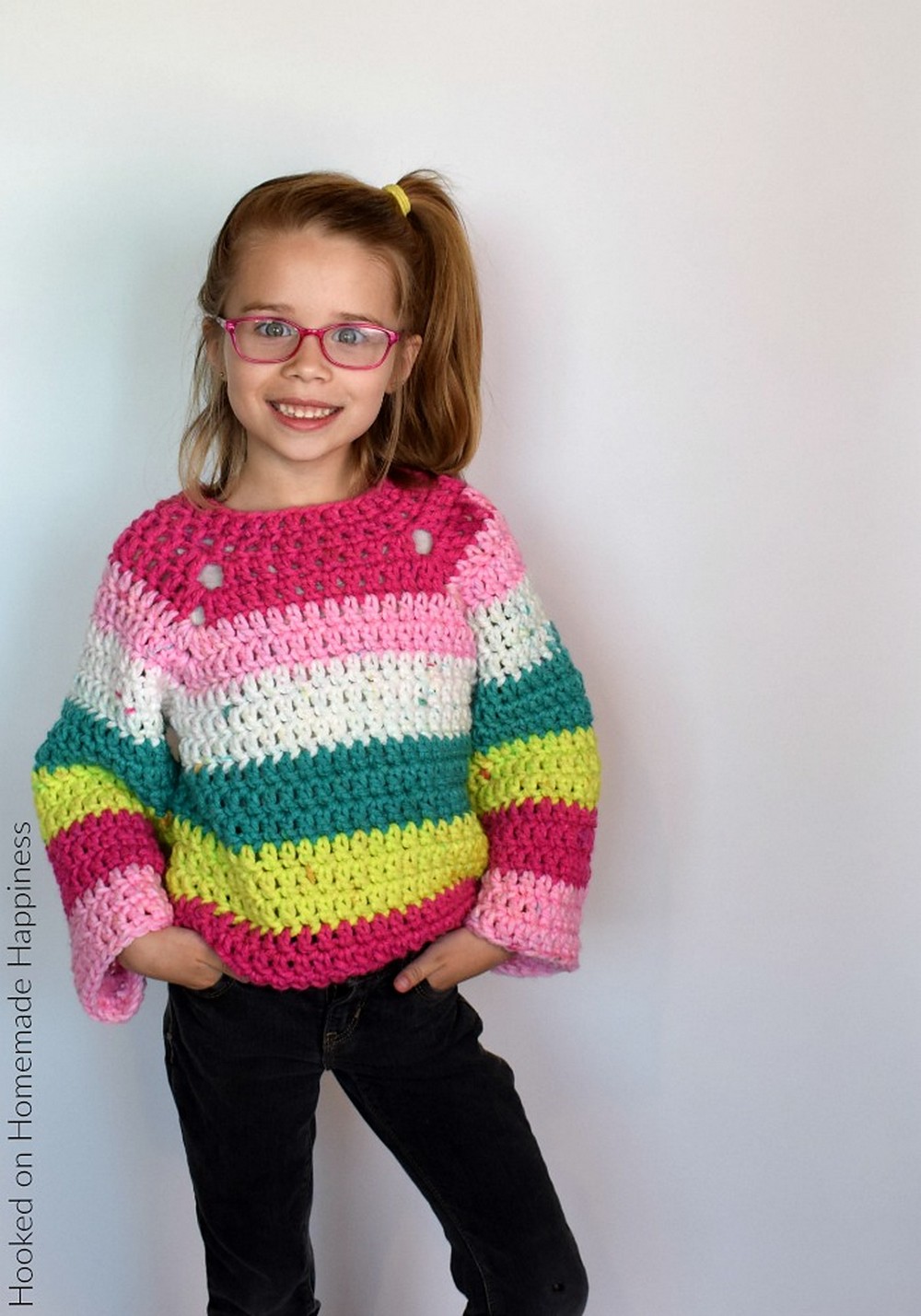 Crochet pattern for a chunky raglan sweater for children