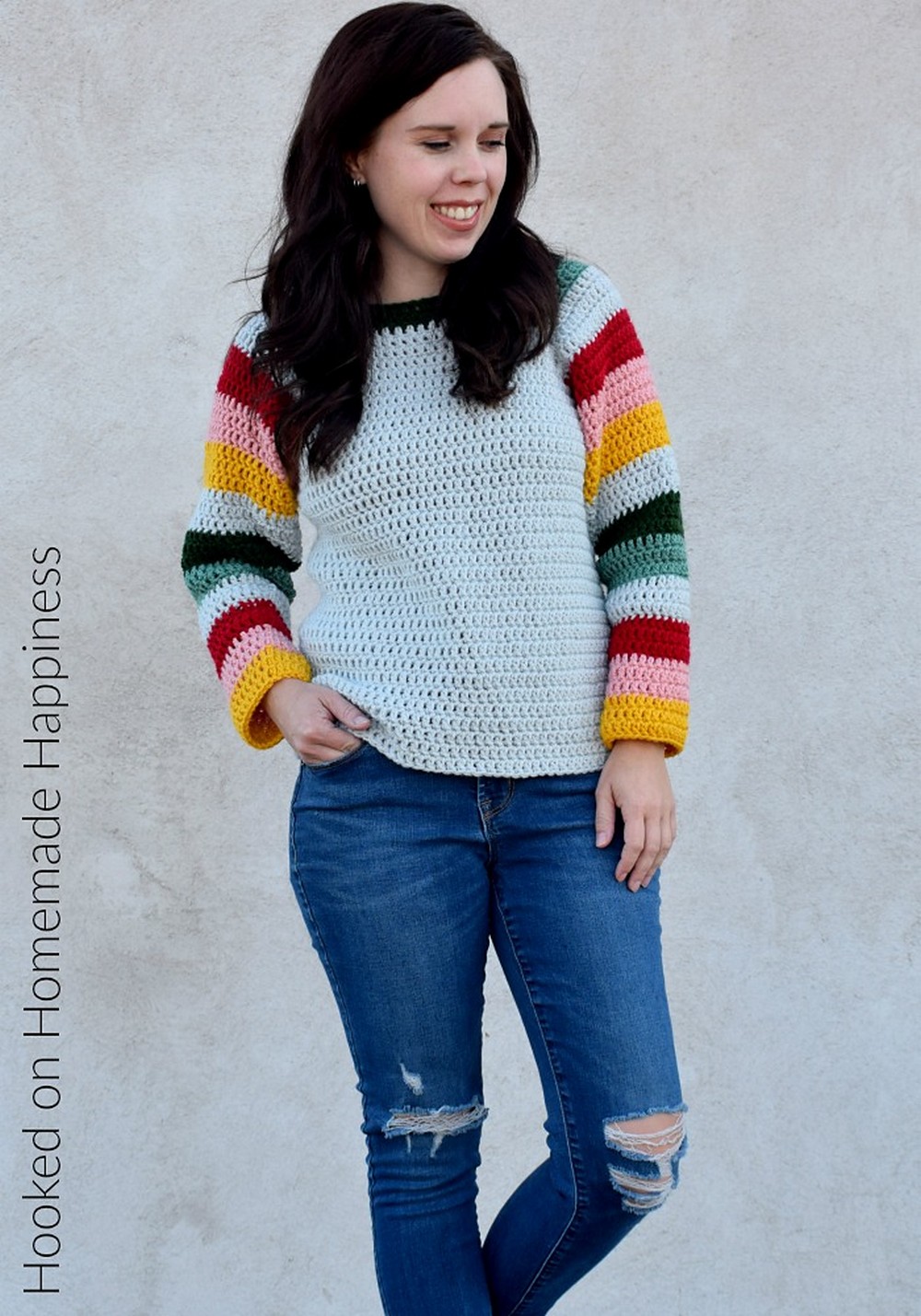 Crochet pattern for a mod Christmas sweater