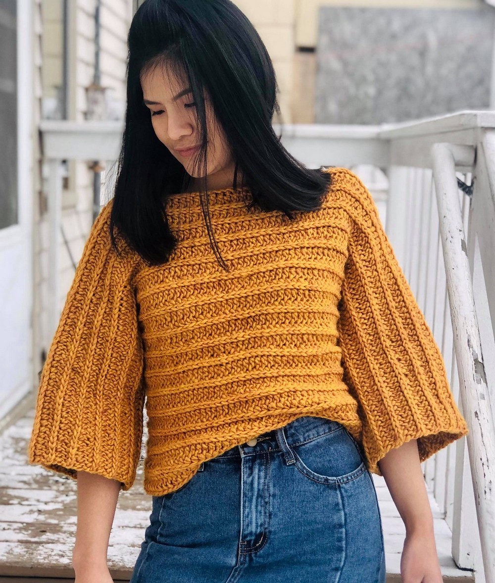 Free crochet pull over sweater pattern with sleeves