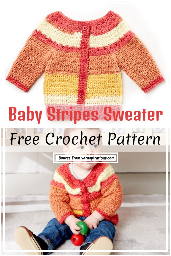 Free crochet pattern for a baby stripe sweater