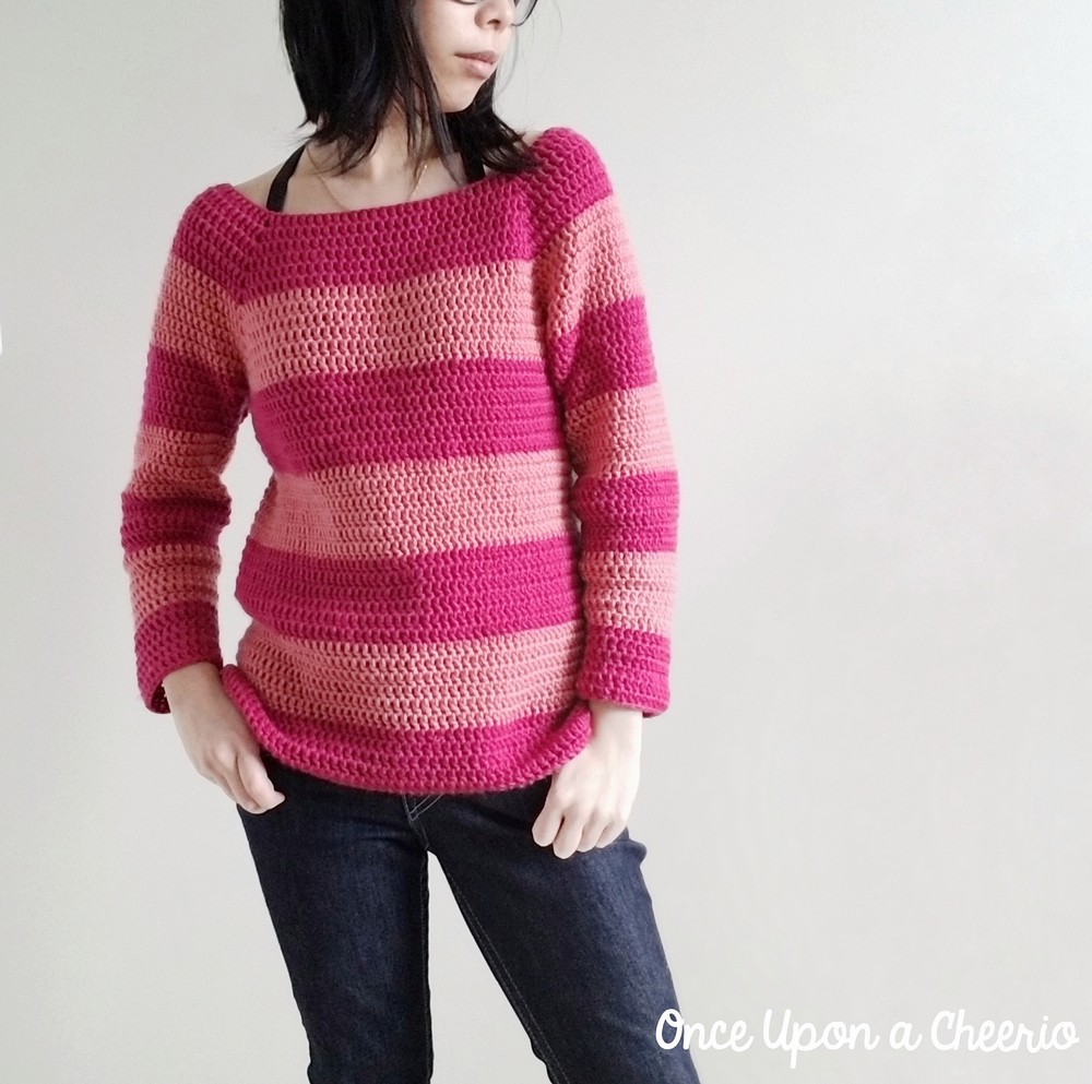 Cheshire Dreams crochet sweater, free pattern