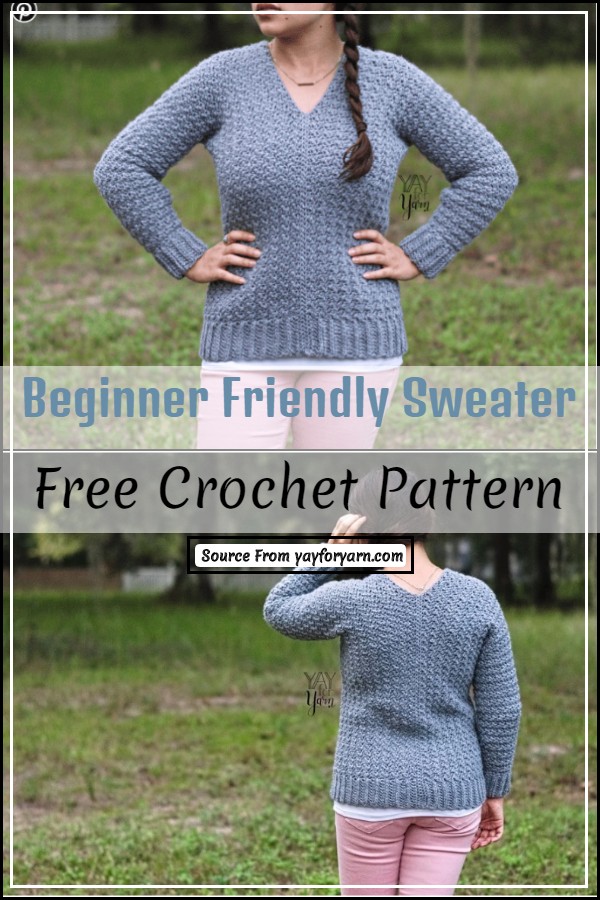 Free beginner friendly crochet sweater pattern