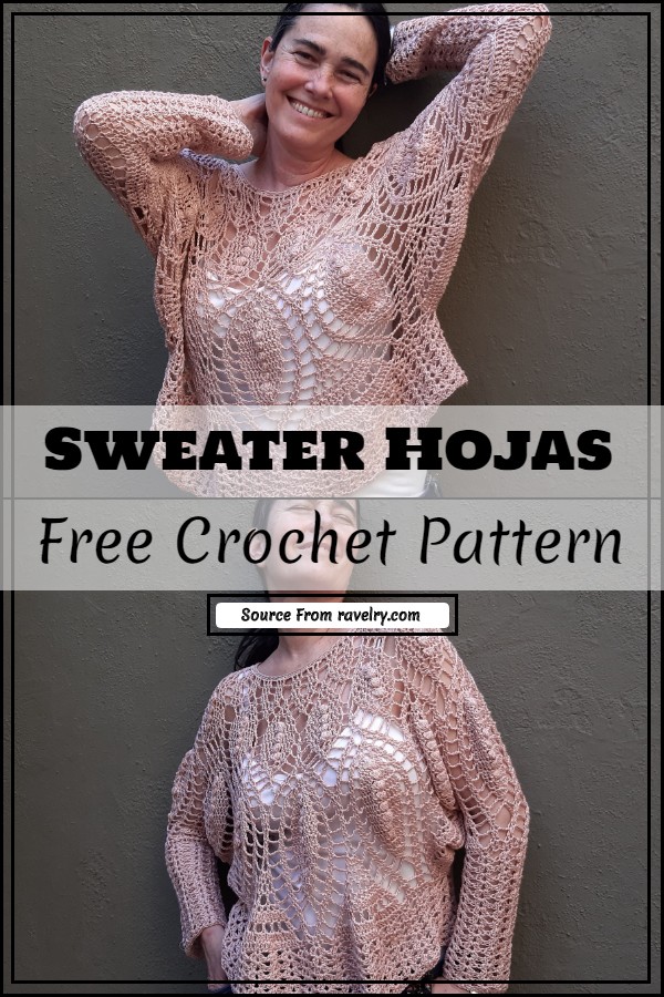 Free crochet sweater Hojas