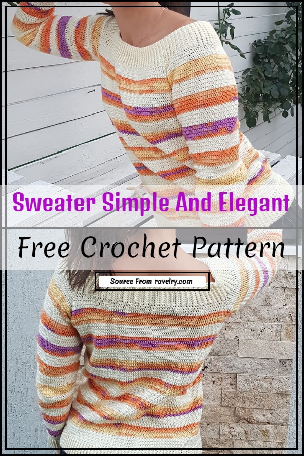 Free crochet sweater, simple and elegant
