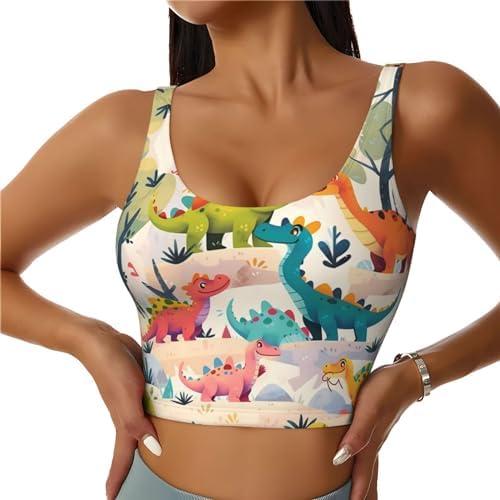 Colorful⁣ Dinosaurs Print Women's Sports Vest - Stylish & Functional