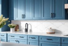 Elevate Your Space: The Chic Allure of Blue Kitchen Cabinets with Black Handles