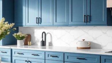 Elevate Your Space: The Chic Allure of Blue Kitchen Cabinets with Black Handles