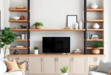 Embracing Farmhouse Charm: Elevate Your Living Room with Open Shelving Ideas