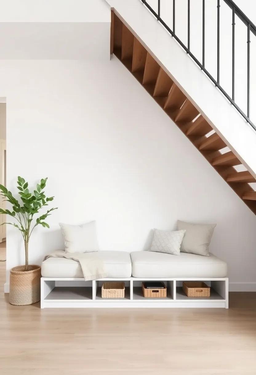 Maximize Space: Transforming Your Under-Stairs Area into a Stylish Living Room with Storage Bench