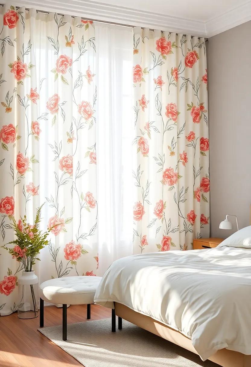 Light and Airy: Sheer Floral Curtains to Brighten Your ‌Bedroom Sanctuary