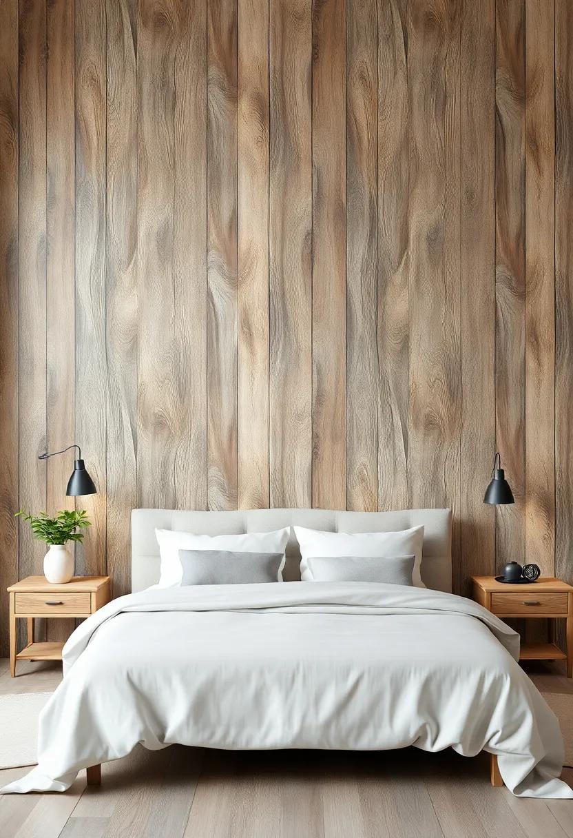 Transform⁢ Your Bedroom into a Rustic Retreat ​with Textural Wallpaper