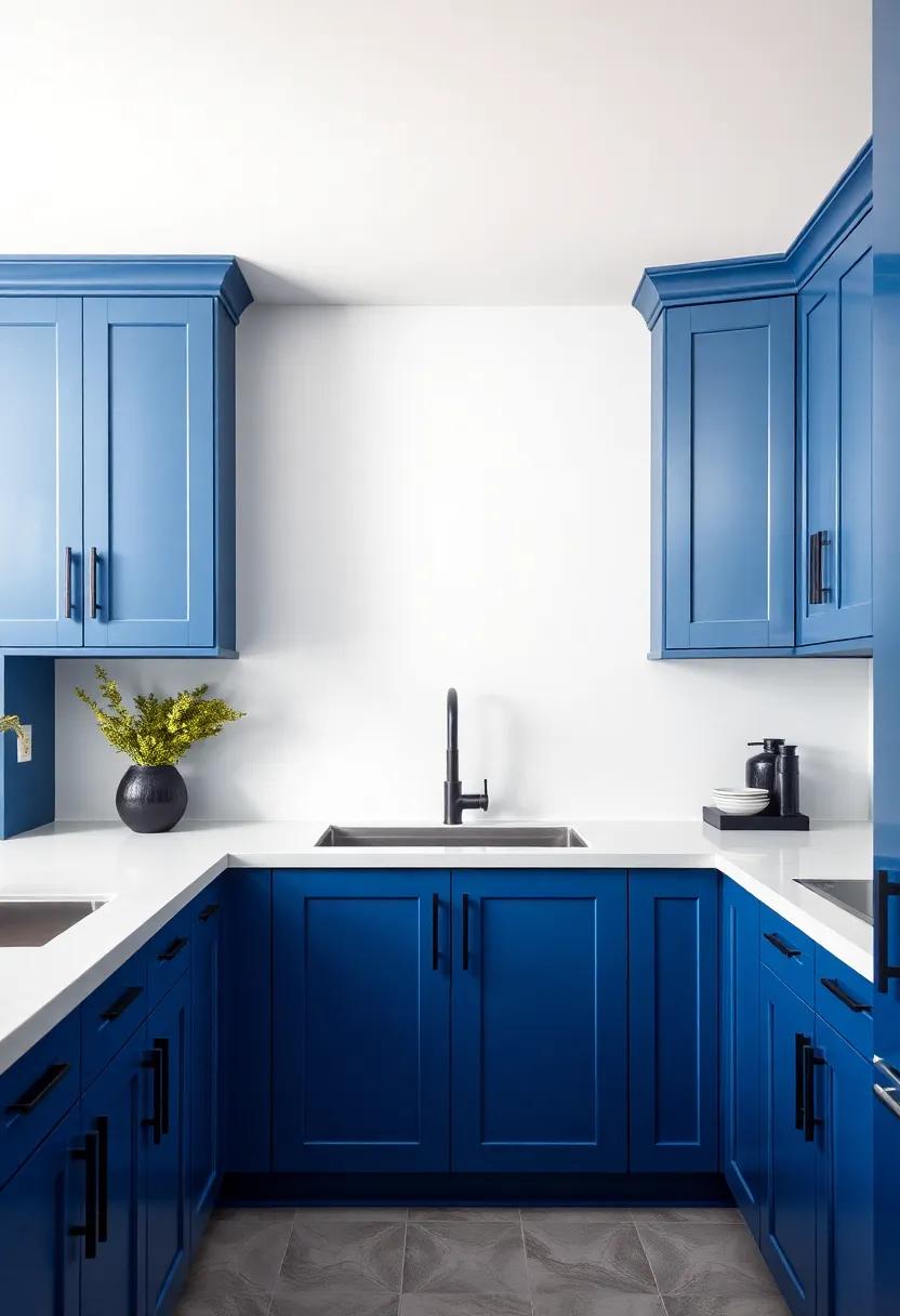 Textures That Complement Blue Cabinets and Black Handles