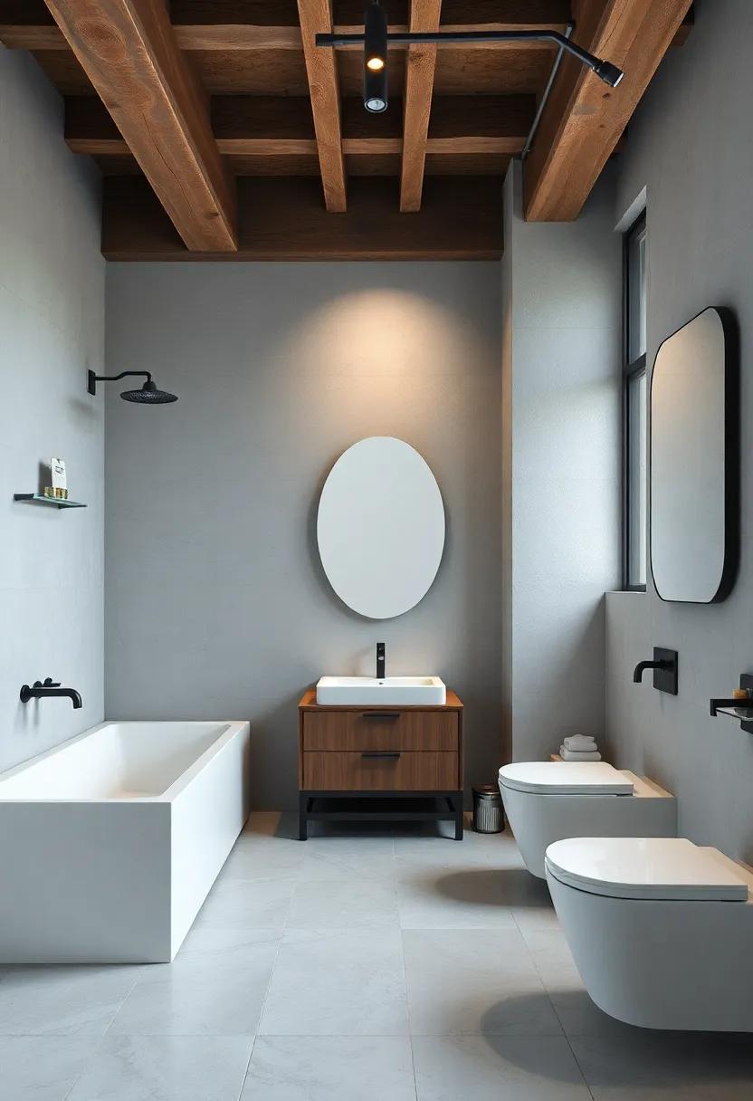 Fusion of Modern⁤ Art ​with Industrial ⁣Bathroom Elements