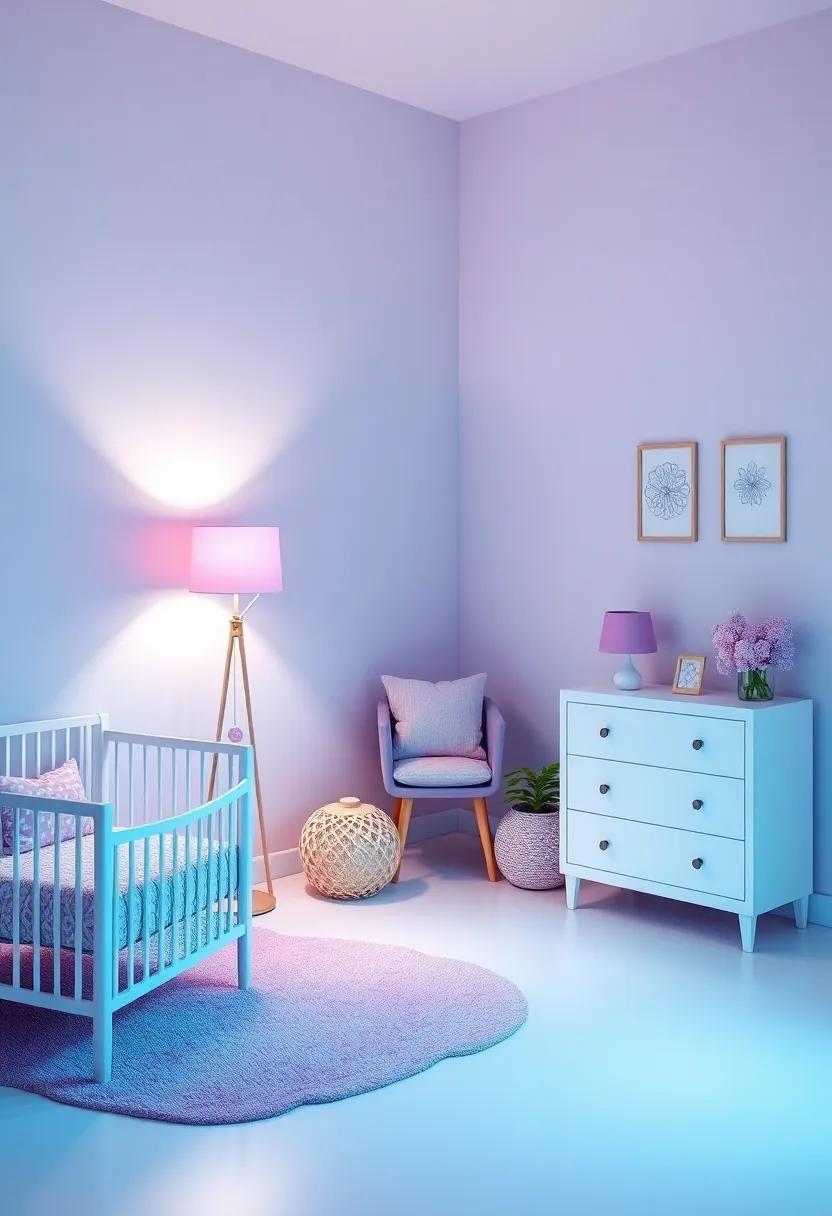 Creative Lighting Solutions: Illuminating the Nursery with Lilac lamps and Soft Glow