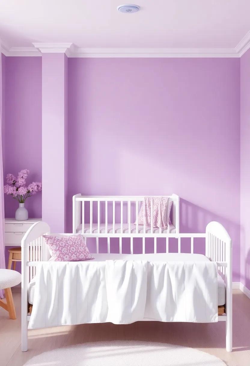 Enchanting Color Palette: embracing Lilac and Complementary Shades for a Dreamy Nursery Atmosphere