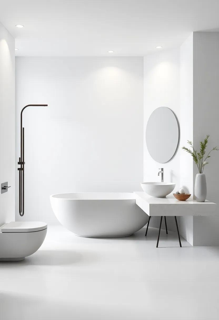 Elegant‌ Minimalism in Bathroom Design featuring Clean Lines and Organic Shapes