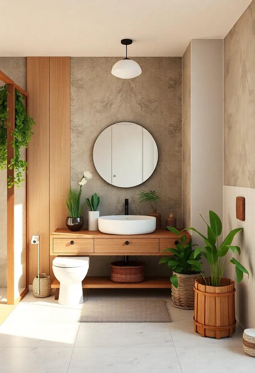 Inviting Greenery: ​The Power of Plants in a Rustic Bathroom