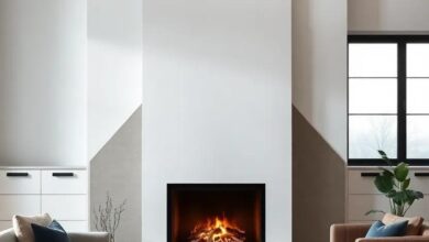 Cozy Elegance: Transforming Your Living Room with Fireplaces and Geometric Design