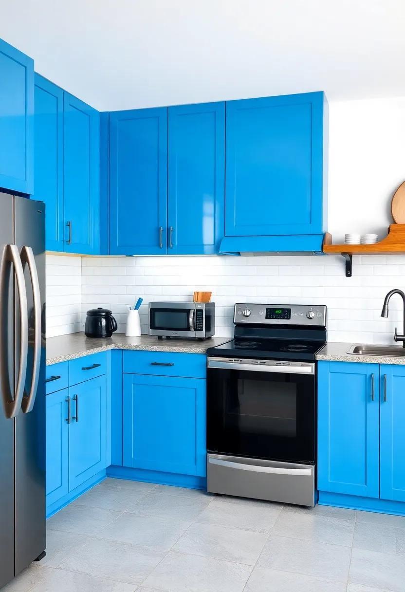 Transform Your Space: The Stunning Combo of Blue Kitchen Cabinets and Black Appliances