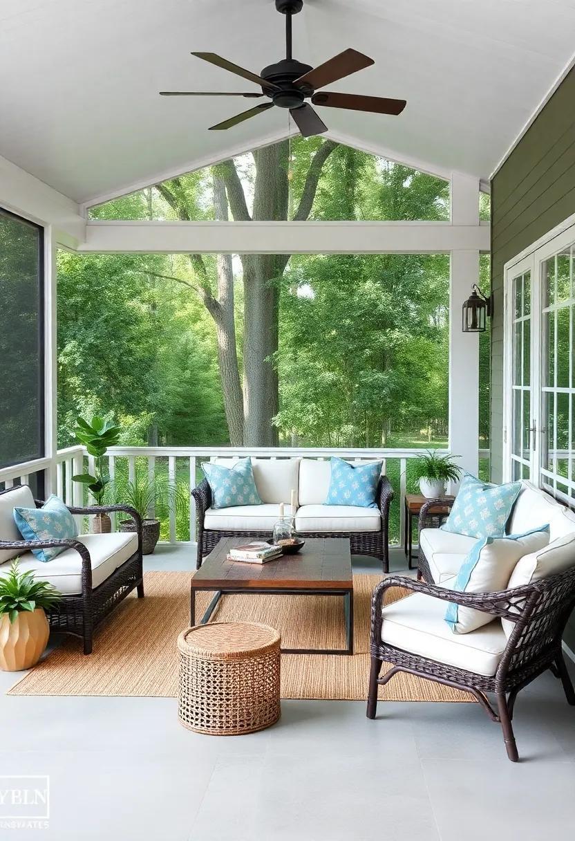 Charming Screened Porch Lounges: Create Your Ideal Coffee Table Retreat