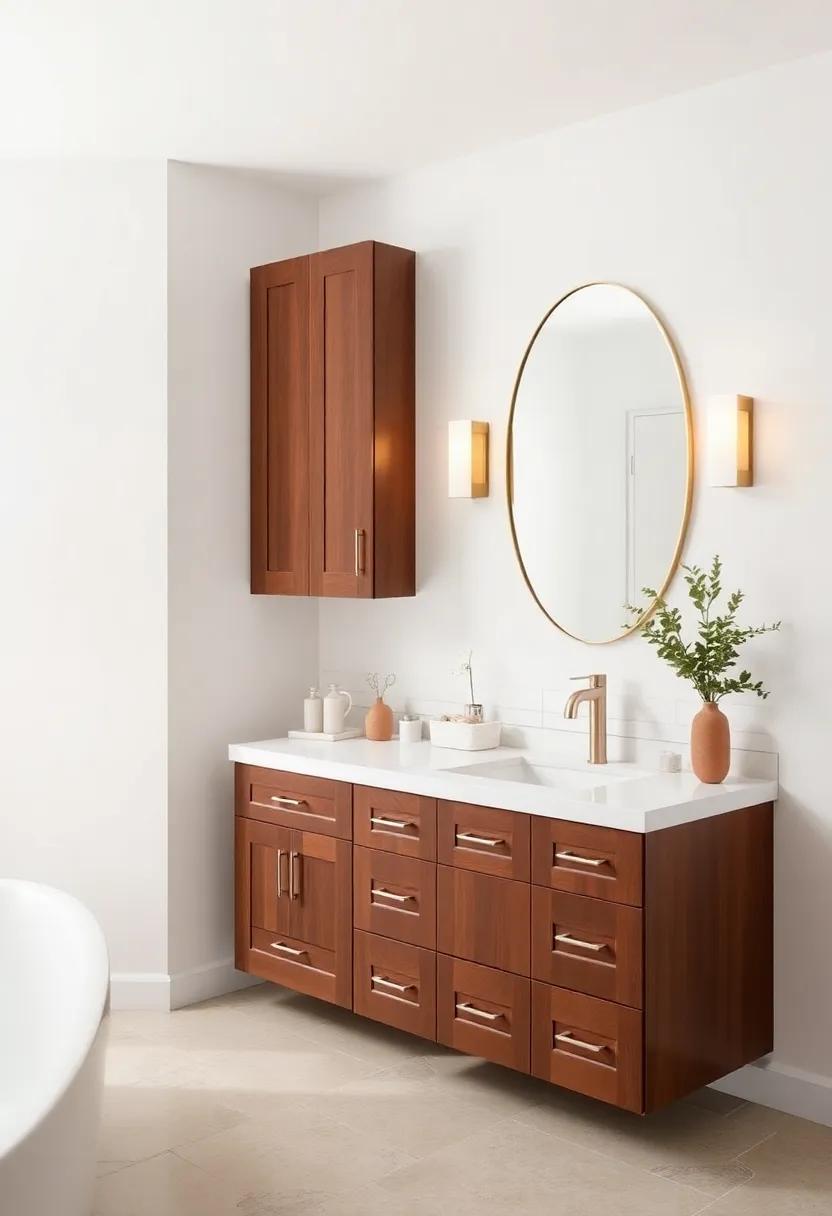 Elegant Bathroom ⁣Design Trends ⁢Featuring Rich Brown Cabinet Finishes