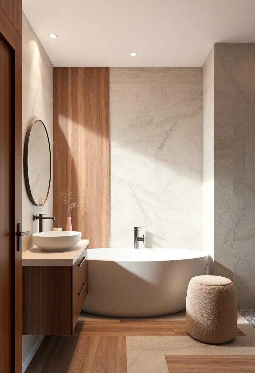 Mixing Textures: Wood, tile, and Stone in Bathroom‍ Designs