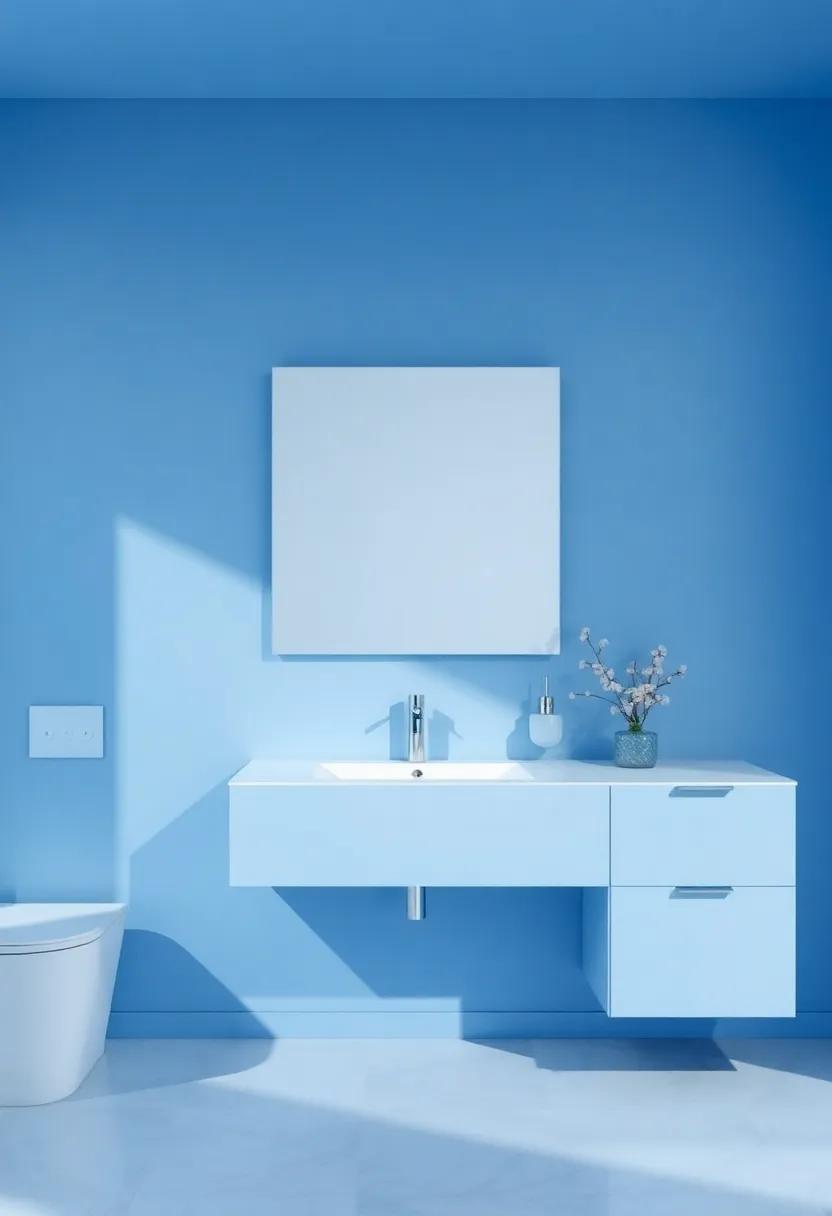 Floating Vanities: The Modern Approach to Blue Bathroom Storage