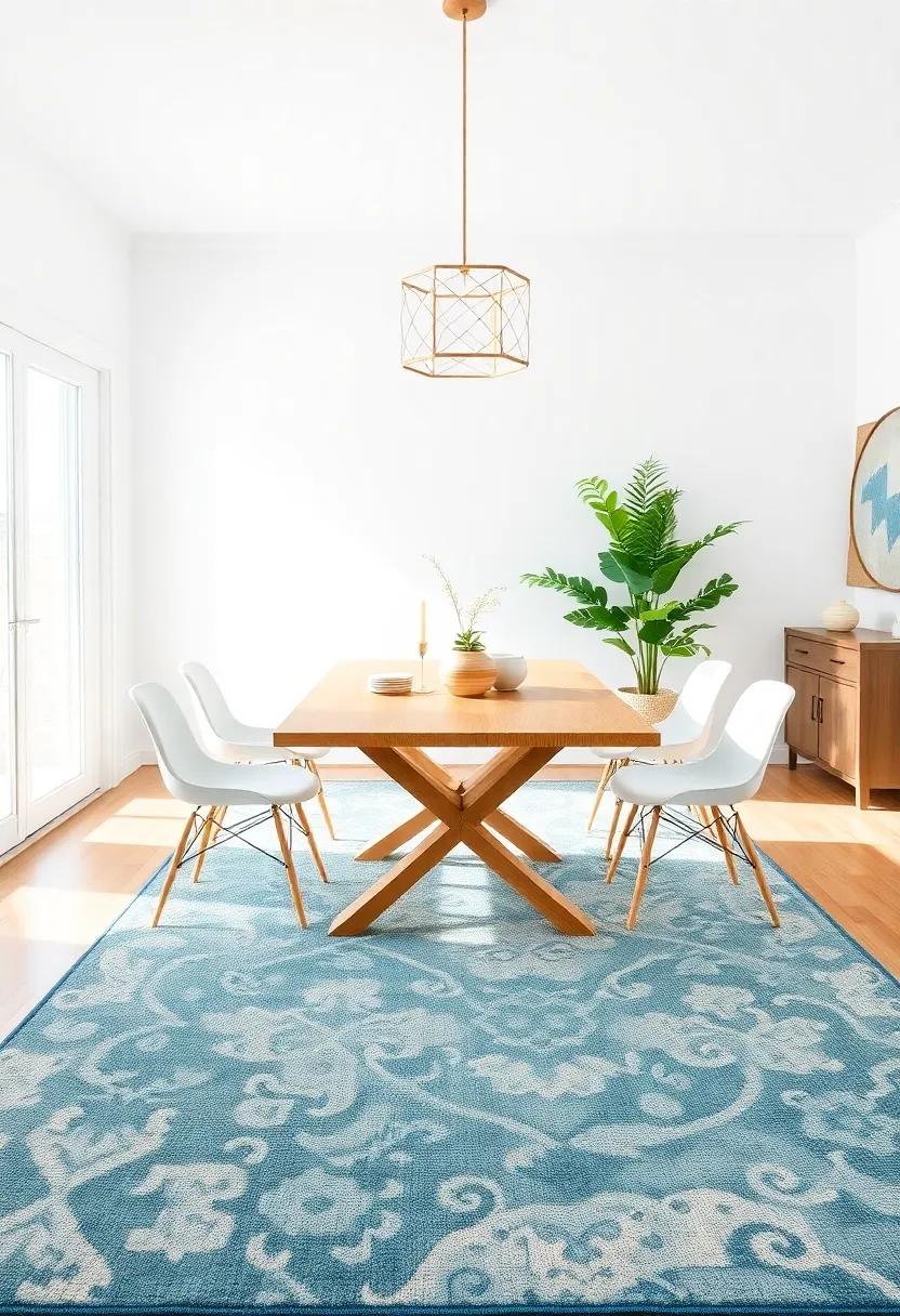 Coastal-Inspired Rugs That Evoke a Relaxed and Breezy Dining Atmosphere