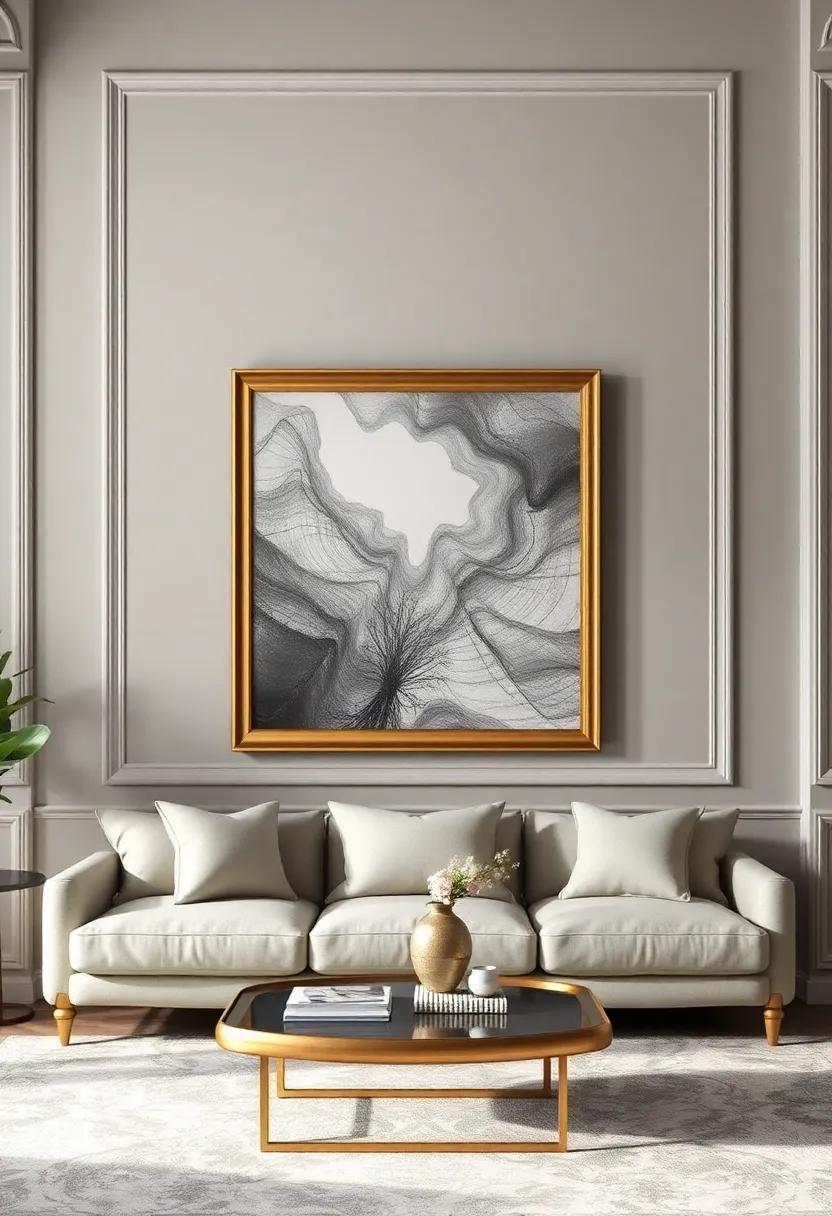 Intricately Framed ⁢Art for ​an Opulent‍ Focal Point in Your Living ⁤Room