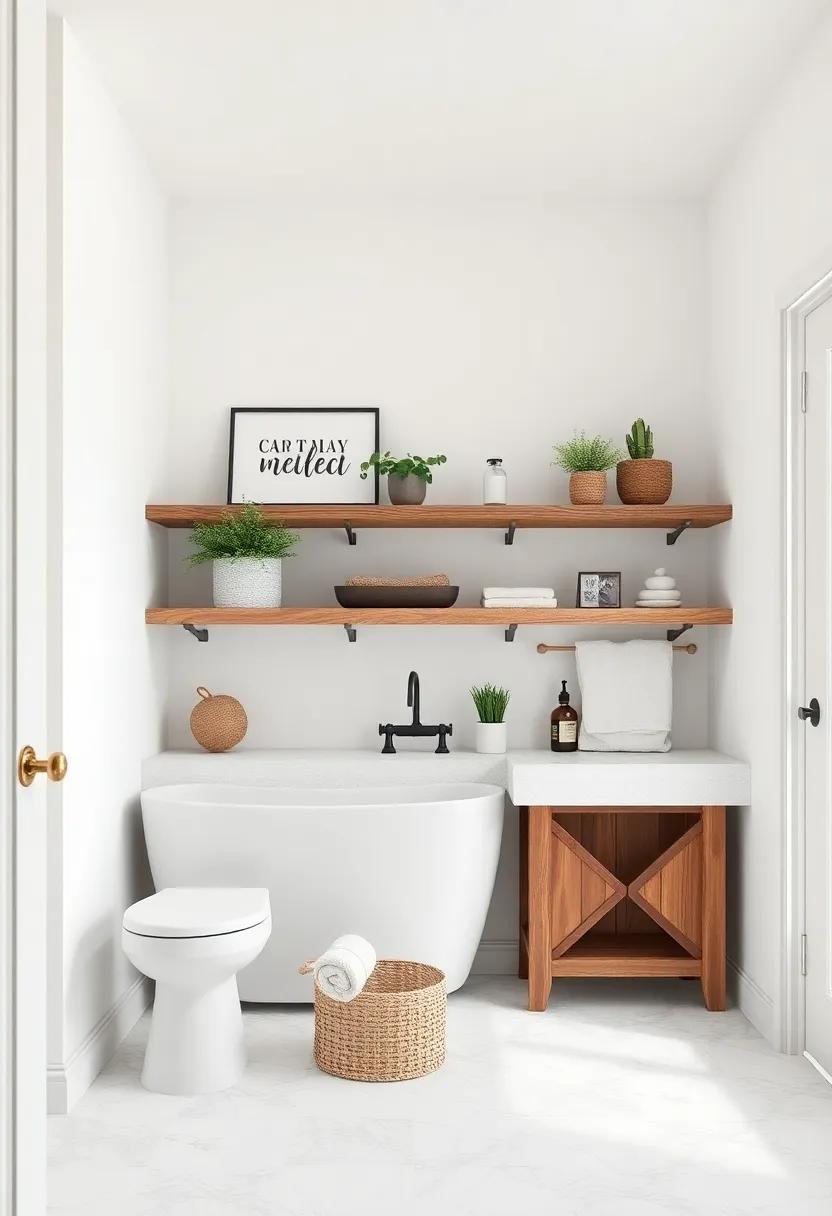 Rustic wooden Shelves as Functional ⁢Art in‌ Your⁤ Bathroom Space