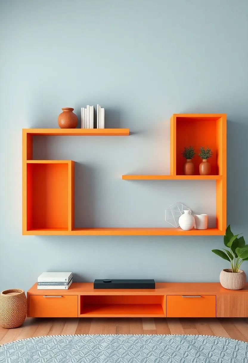 Colorful Floating Shelves: Adding Personality to Your Living Room Design