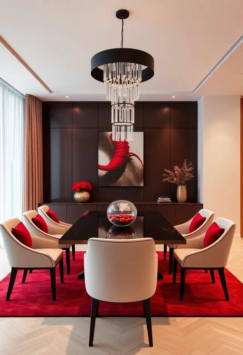 Design a Inviting Dining‌ Area Featuring crimson ⁢Accents for Elegant‌ gatherings