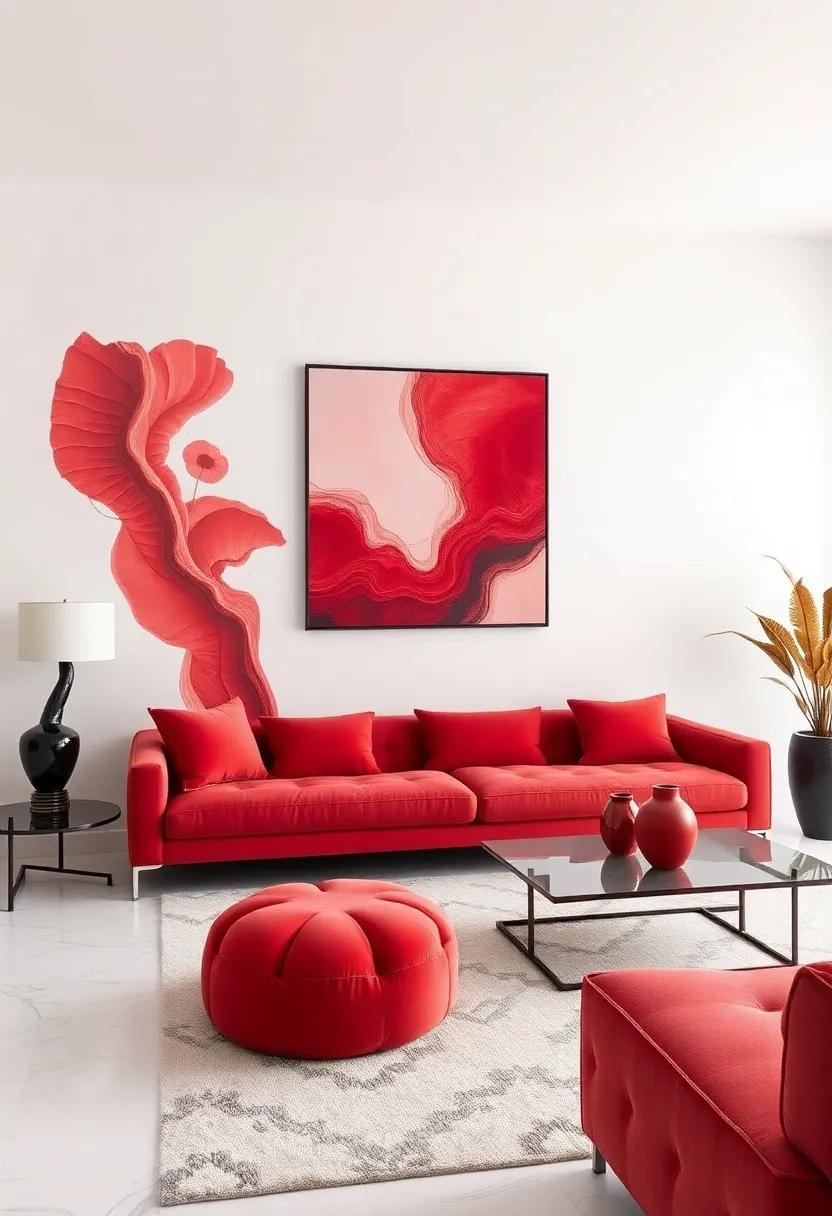 Incorporate ⁣Artistic Elements through Crimson-Inspired​ Wall ⁢Art and Sculptures