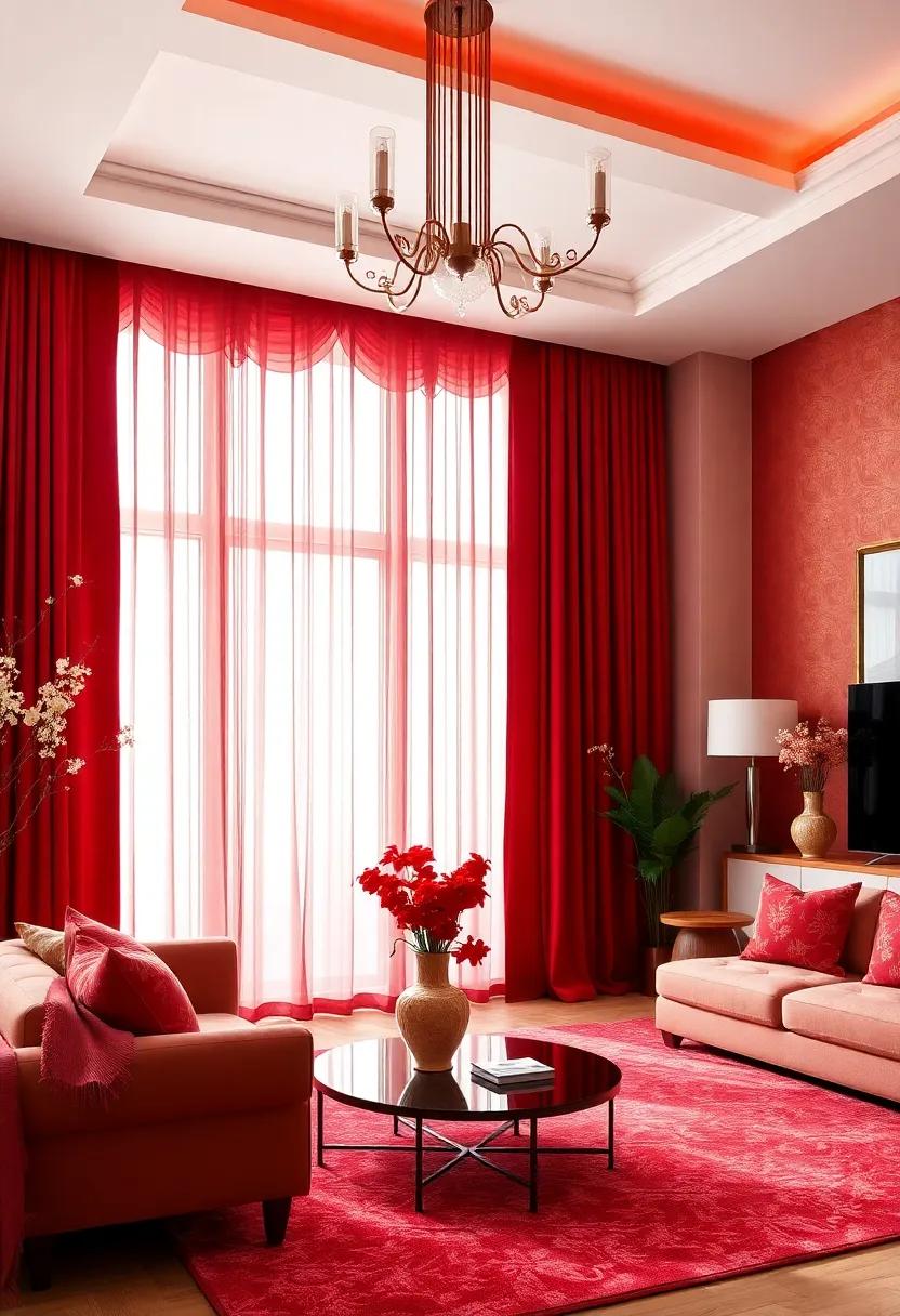 Invite Warmth⁣ into Your Living Space Through Layered Crimson Draperies