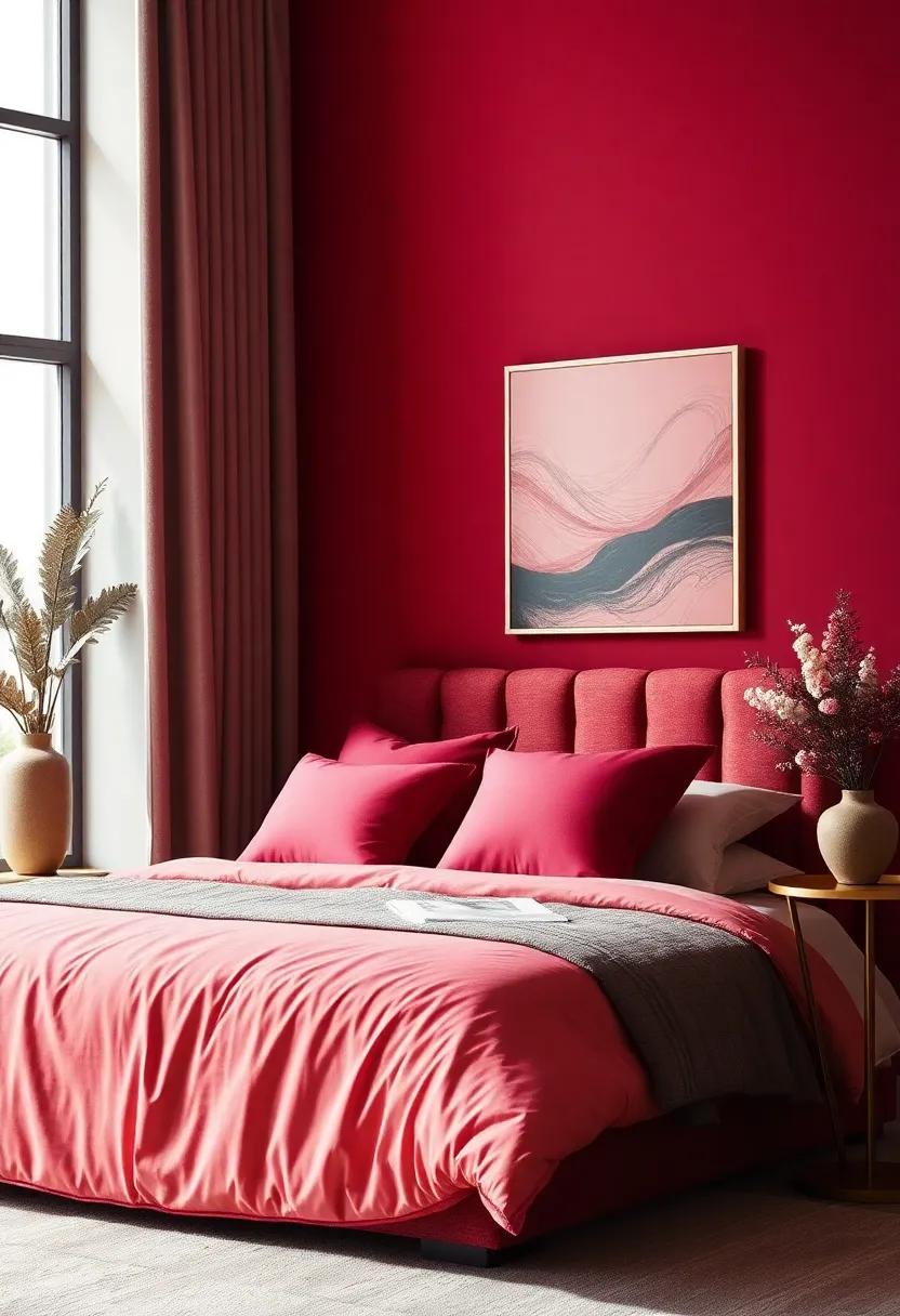 Transform Your Bedroom Oasis with Deep ⁢Crimson Bedding and Chic⁤ Pillows