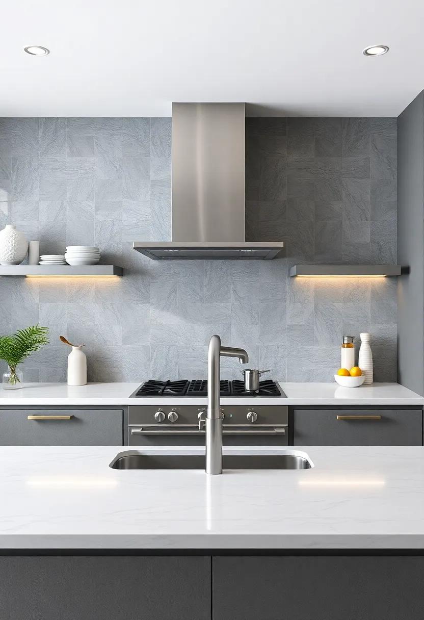 Backsplash Brilliance: elevating the Design with Textured Gray‍ Tiles