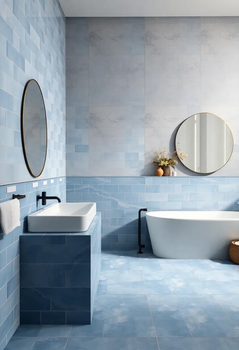 Accessorizing Your Blue Tile Bathroom with Earthy Tones